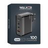 Сетевое зарядное устройство с быстрой зарядкой WALKER WH-47 (100w GaN PD 2USB-C/USB-A ports charger) black - 919256