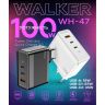 Сетевое зарядное устройство с быстрой зарядкой WALKER WH-47 (100w GaN PD 2USB-C/USB-A ports charger) black - 919256
