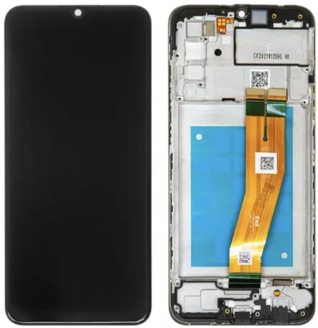 Дисплей для Samsung A025 Galaxy A02s 2021 с сенсором и рамкой Черный Оригинал (желтый шлейф 160,5x72 mm) - 564475