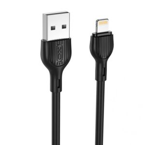 Дата-кабель USB XO NB200 2.1A Quick Charge Lightning 1m прогумований black - 914495
