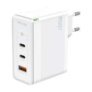 Сетевое зарядное устройство с быстрой зарядкой WALKER WH-47 (100w GaN PD 2USB-C/USB-A ports charger) white - 919257