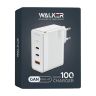 Сетевое зарядное устройство с быстрой зарядкой WALKER WH-47 (100w GaN PD 2USB-C/USB-A ports charger) white - 919257