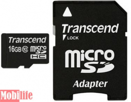 Карта пам'яті Transcend 16 Gb microSDHC Class 10 + SD Adapter