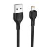 Дата-кабель USB XO NB200 2.1A Quick Charge Lightning 2m прогумований black - 914497