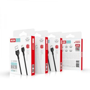 Дата-кабель USB XO NB200 2.1A Quick Charge Lightning 2m прогумований black - 914497