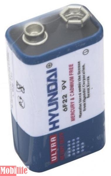 Батарейка Hyundai 9V Krona 6F22 Ultra - 500937