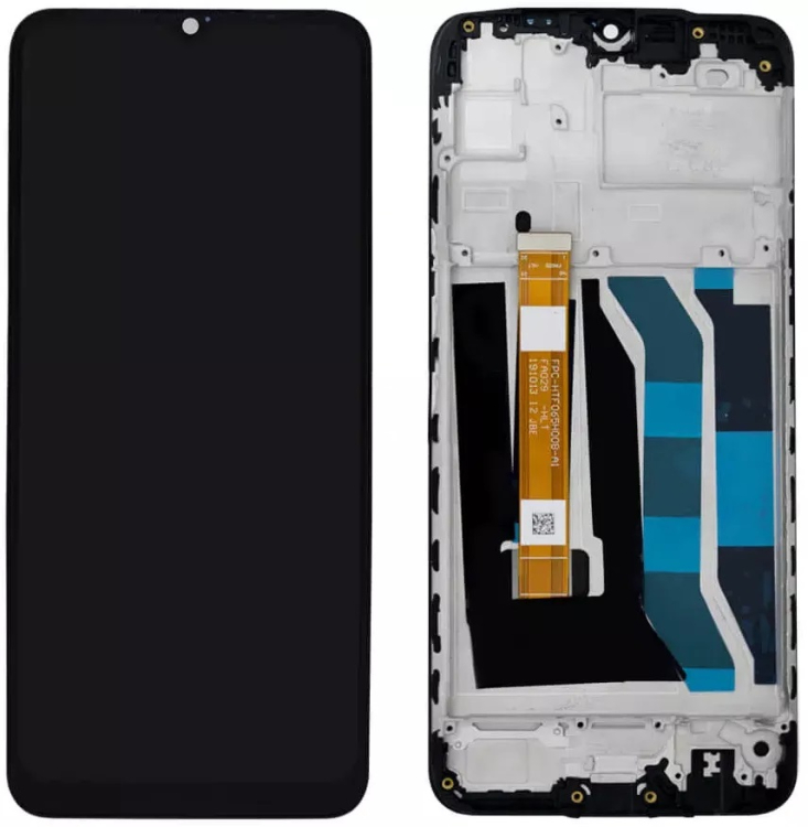 Дисплей Realme 5 с сенсором и рамкой, черный, оригинал - 913897