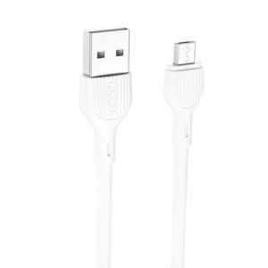 Дата-кабель USB XO NB200 2.1A Quick Charge Micro 1m прогумований white - 914499