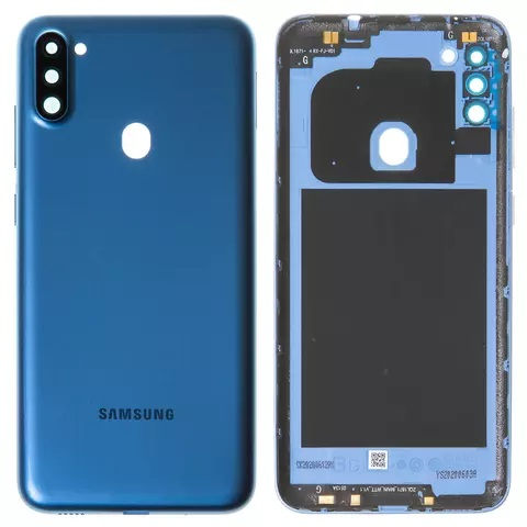 Задняя крышка Samsung A115 Galaxy A11 с стеклом камеры, синий - 912150