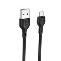 Дата-кабель USB XO NB200 2.1A Quick Charge Micro 2m прогумований black