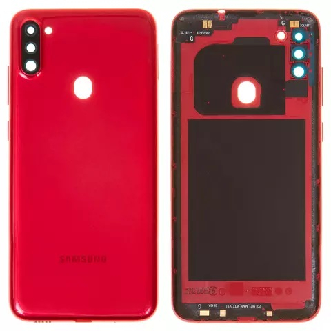 Задняя крышка Samsung A115 Galaxy A11 с стеклом камеры, красный - 912151
