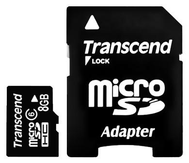 Transcend 8 Gb microSDHC (class 2) + Adapter - 111320
