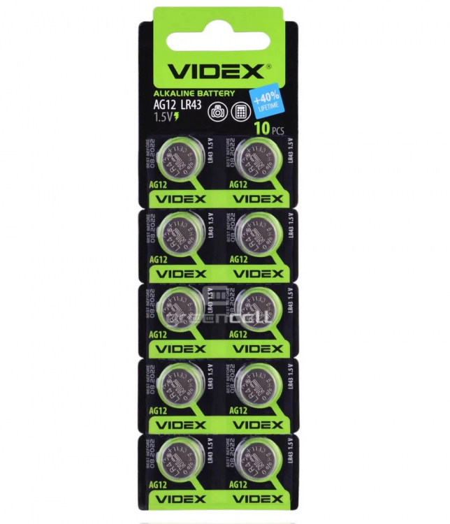 Батарейка Videx AG12 (LR43, G12, LR43, 186, SR43W, GP86A, 386) 10шт Цена упаковки - 561205