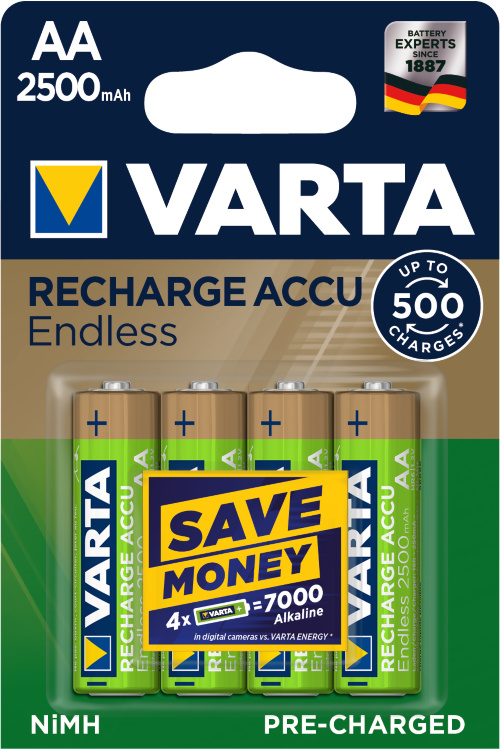 Аккумулятор Varta AA HR06 2500mAh NiMh 4шт Endless 56686 Цена упаковки. - 559518
