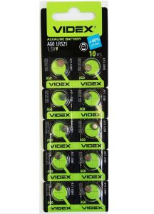 Батарейка Videx AG0 (LR521, 379, SR521W) 10шт Цена упаковки - 561206 Батарейка Videx AG0 (LR521, 379, SR521W) 10шт Цена упаковки - 561206