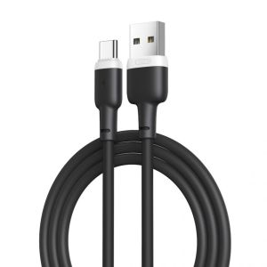 Дата-кабель USB XO NB208 2.4A Type-c м'який силіконовий black - 914506