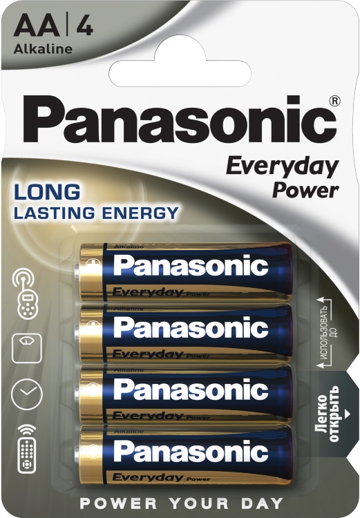 Батарейка Panasonic AA LR06 Everyday Power Alkaline 4шт LR06REE4BR Ціна упаковки. - 532620