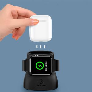 Тримач і док-станція Usams ZJ051 Dock Stand Black (ZJ51ZJ01) для Apple Watch і Apple AirPods - 561912 Тримач і док-станція Usams ZJ051 Dock Stand Black (ZJ51ZJ01) для Apple Watch і Apple AirPods - 561912