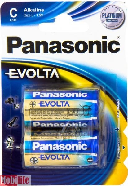 Батарейка Panasonic C LR14 Evolta Alkaline 2шт LR14EGE2BP Цена упаковки. - 532623