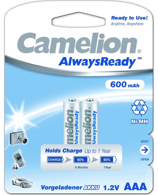 Аккумулятор Camelion AAA R03 2шт 600 mAh Ni-MH Цена упаковки (Always Ready) - 556842