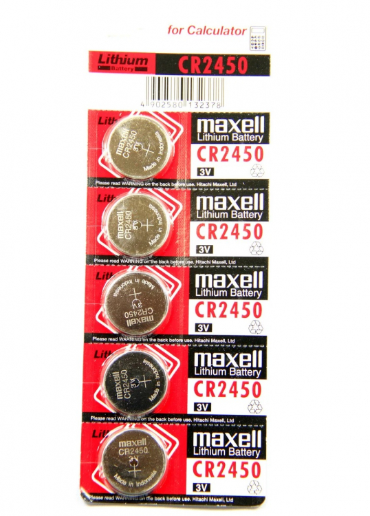 Батарейка Maxell CR2450 Lithium 5шт Цена за 1 елемент - 528630