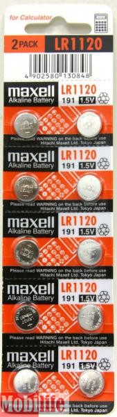 Батарейка часовая Maxell LR1120 (391, V391, SR1120W, SR55, 609) 10шт - 201817