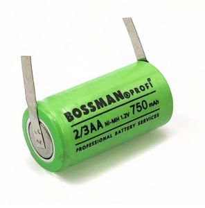 Аккумулятор промышленный Bossman 2/3AA 1.2V 750mAh Ni-Mh (с контактами под пайку) - 929396