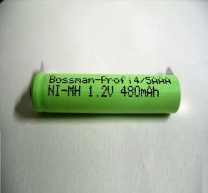 Акумулятор промисловий Bossman 4/5 AAA 480mAh 1.2v з контактами - 563305