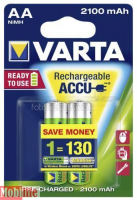 Аккумулятор Varta AA HR06 2100mAh (R2U) NiMh 2шт LONGLIFE ACCU (56706101402) Цена 1шт