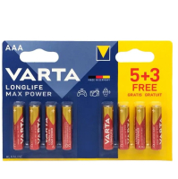 Батарейка Varta AAA LR03 8шт Longlife Max Power (04703) Цена за 1 елемент