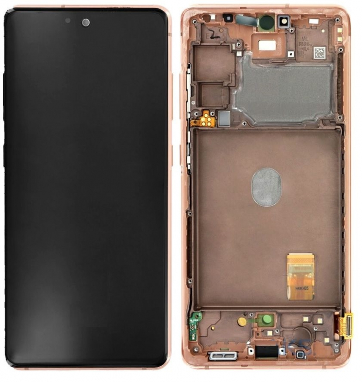 Дисплей для Samsung G780F Galaxy S20 FE 2020 с сенсором и рамкой Оранжевый (Cloud Orange) Оригинал GH82-24219F - 565292