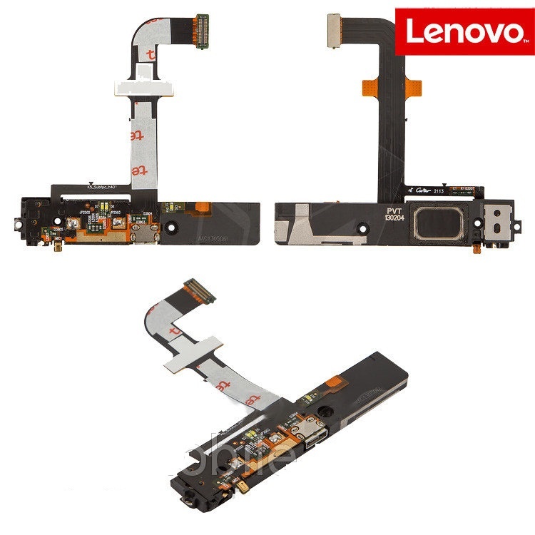 Шлейф Lenovo K900 с коннекторами зарядки и наушника, звонком и компонентами - 548956