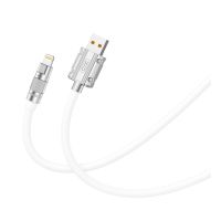 Дата-кабель USB XO NB227 6A Lightning цинковий сплав/м'який силіконовий 1.2м white