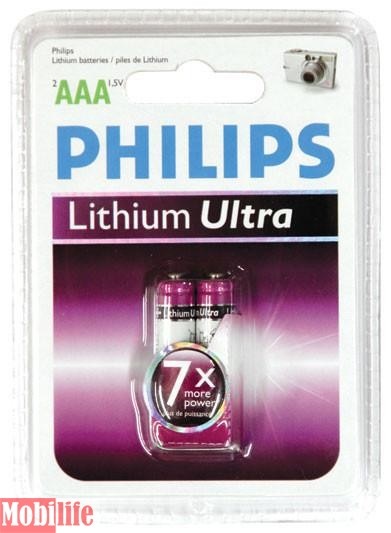 Батарейка Philips Lithium Ultra AAA FR03-LB2A 2шт Цена упаковки. - 528636