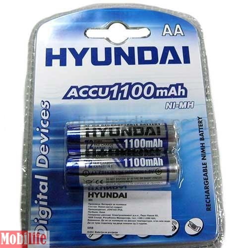 Аккумулятор Hyundai R06 AA 2шт 1100 mAh Ni-MH Цена 1шт. - 540066