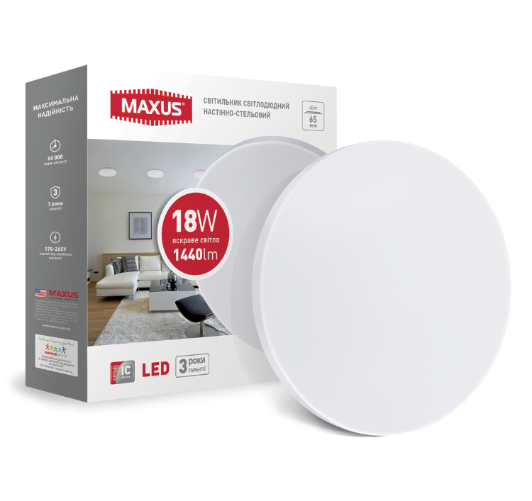 Світильник світлодіодний (Led) Maxus LCL 18W 4100K (коло) 1-MAX-01-LCL-1841 C - 557647