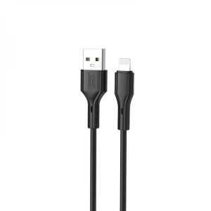 Дата-кабель USB XO NB230 2.4A Quick Charge Lightning 1m прогумований black - 914523