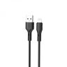 Дата-кабель USB XO NB230 2.4A Quick Charge Lightning 1m прогумований black - 914523