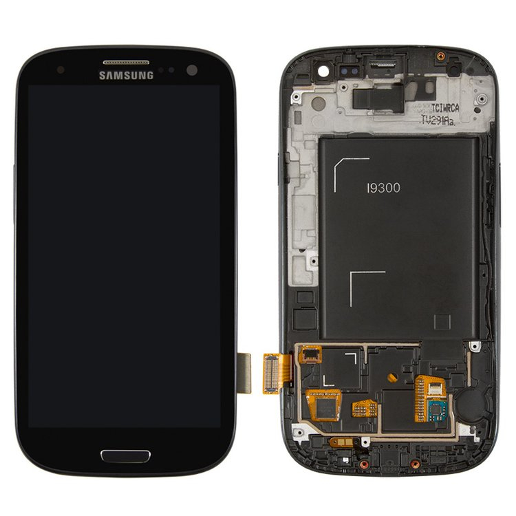 Дисплей Samsung i9300 Galaxy S3 с сенсором и рамкой черный - 535117
