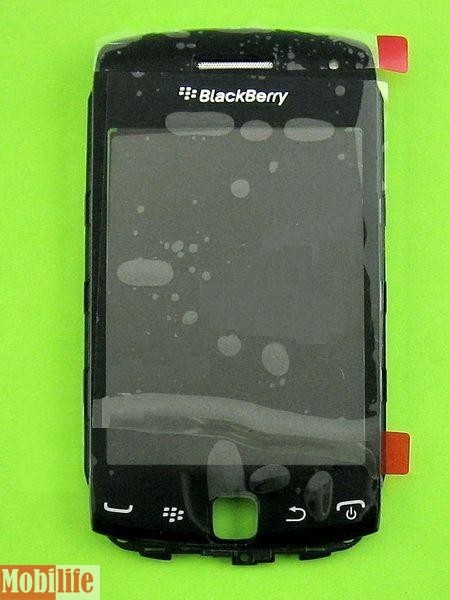 Сенсорное стекло (тачскрин) для Blackberry 9380 с передней панелью чёрный