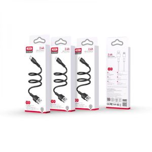Дата-кабель USB XO NB230 2.4A Quick Charge Micro 1m прогумований black - 914524