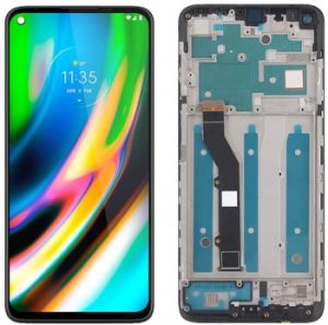 Дисплей для Motorola XT2087 Moto G9 Plus с сенсором и рамкой, черный, оригинал - 910640