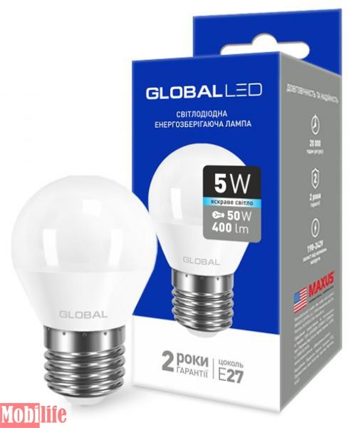 Светодиодная лампа (LED) Global 1-GBL-142-02 (G45 F 5W 4100K 220V E27 AP) - 550968