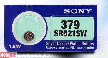 Батарейка часовая Sony 379, V379, SR521SW, SR63, 618