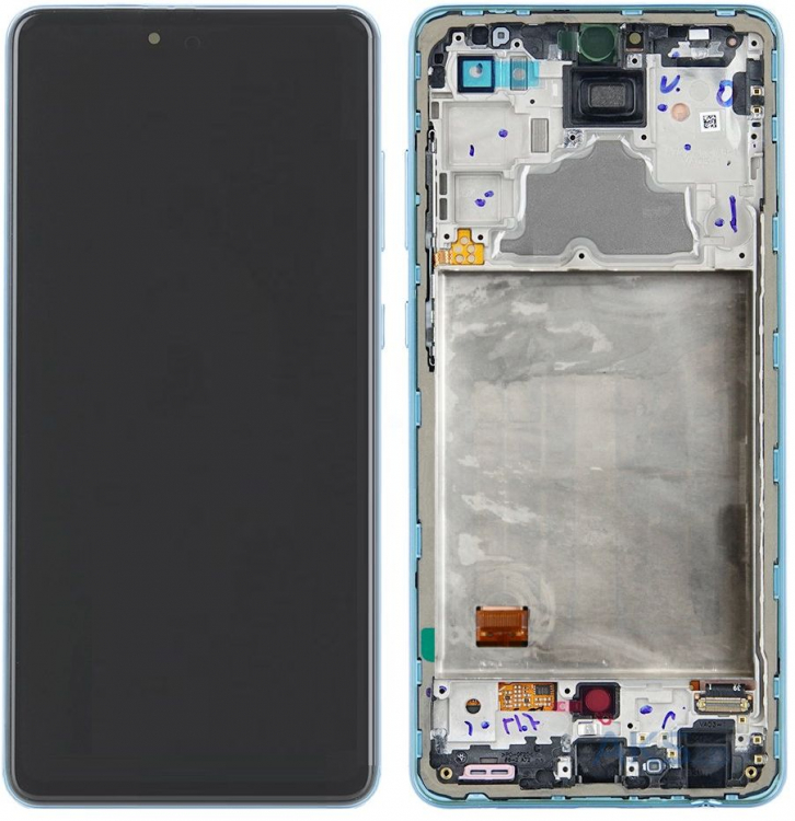 Дисплей для Samsung A725F Galaxy A72 с сенсором и рамкой Синий Оригинал GH82-25541B, GH82-25542B, GH82-25460B - 564607