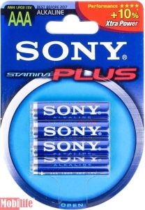 Батарейка Sony AAA LR03 Stamina Plus 4шт. Цена упаковки. - 512769 Батарейка Sony AAA LR03 Stamina Plus 4шт. Цена упаковки. - 512769