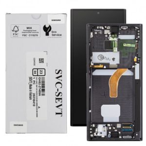Дисплей Samsung Galaxy S22 Ultra S908 с сенсором и рамкой, Phantom Black, оригинал, GH82-27489A - 908459