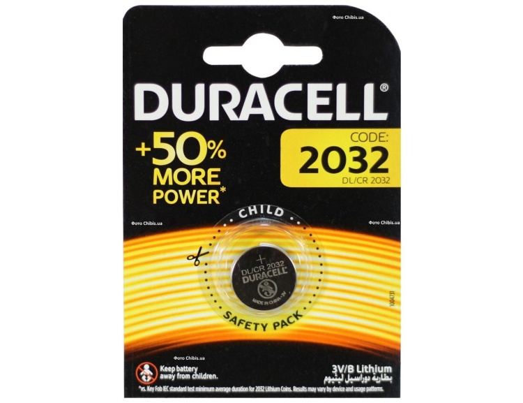 Батарейка Duracell CR2032 (DL2032) bat (3B) Lithium 1шт. - 556859