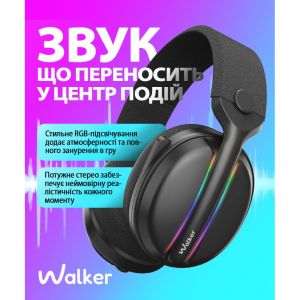 Наушники игровые Bluetooth WALKER BIG WBT-83 black - 922581 Наушники игровые Bluetooth WALKER BIG WBT-83 black - 922581