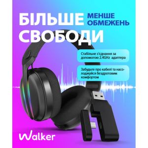 Наушники игровые Bluetooth WALKER BIG WBT-83 black - 922581 Наушники игровые Bluetooth WALKER BIG WBT-83 black - 922581